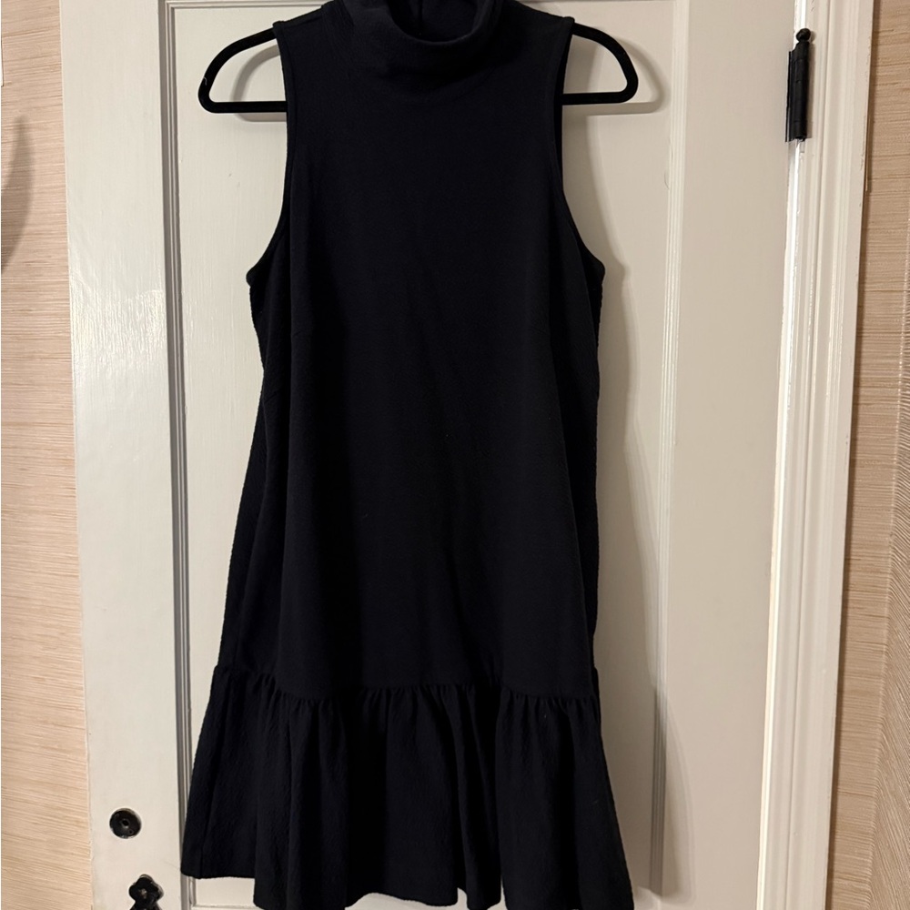 Maeve Black Sleeveless Mini Dress Maeve Flounced Mock Neck Mini Dress